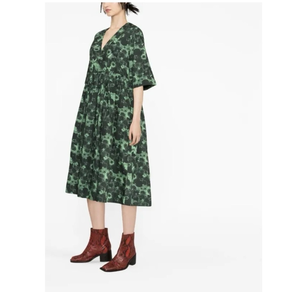 Ganni Dark Green Floral Midi Dress size 36